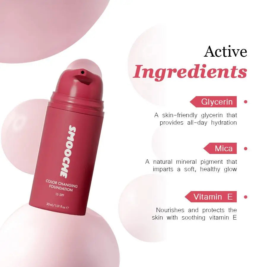 Smooche SPF15 Color-Changing Foundation – Long-Lasting