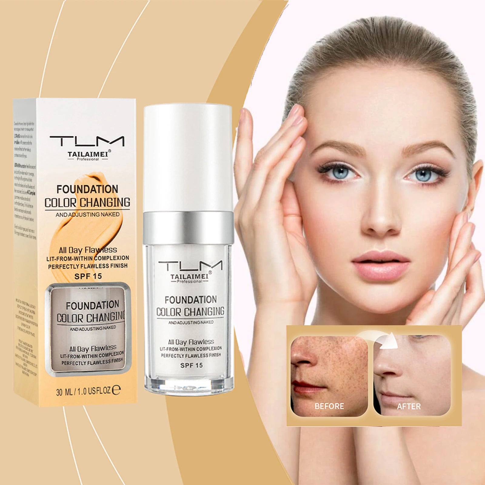 Color-Changing Foundation – Matte, Long-Lasting, 30ml